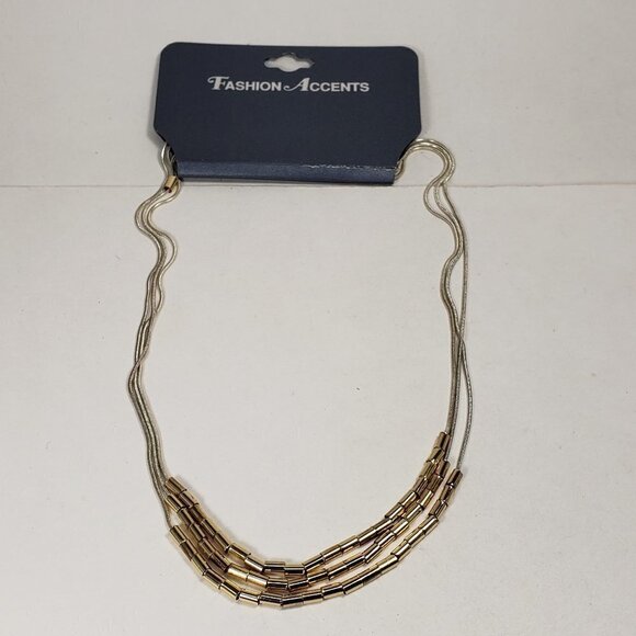 Stunning Women's Dual-Tone Layered Snake Bugle Beaded Necklace – 18" Adjustable - Picture 6 of 7